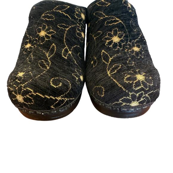 Sanita Women's Professional Black and Gold Tapestry Floral Embroidery Clog - 38 - Picture 6 of 8
